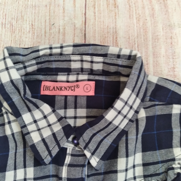 Blank NYC plaid blue jay button down shirt sz 7 NWT - Picture 4 of 5